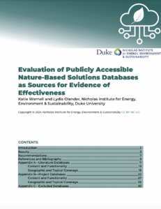 Evaluation of Publicly Accessible Nature-Based Solutions Databases as Sources for Evidence of Effectiveness